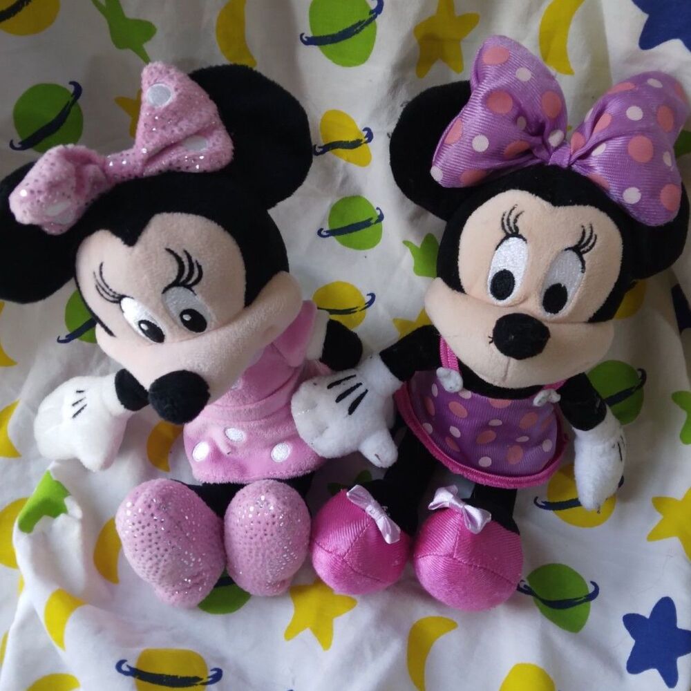 2 Disney Minnie Mouse 10" Just Play Plush Toys